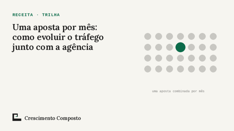 Imagem editorial do artigo “Uma aposta por mês: como evoluir o tráfego junto com a agência”